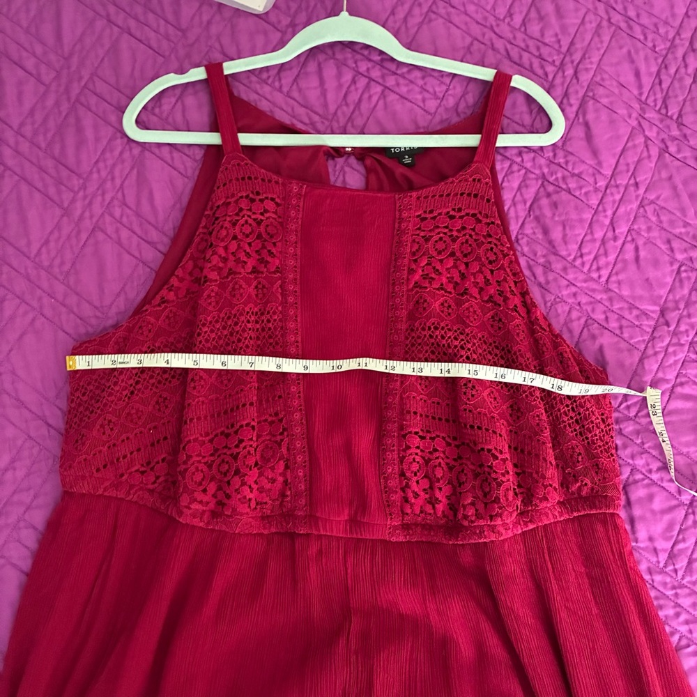 Torrid Burgundy Lace Maxi Dress Size 3 (3X) Wine Red Formal Evening Boho - Picture 13 of 15